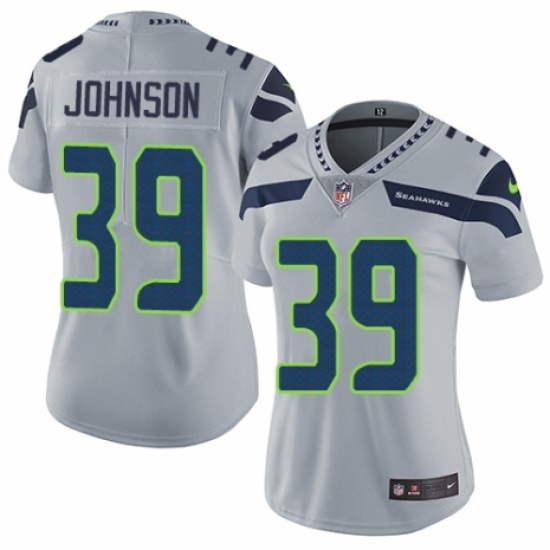 Women's Nike Seattle Seahawks #39 Dontae Johnson Grey Alternate Vapor Untouchable Limited Player NFL Jersey - Ujersey