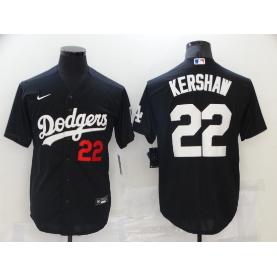 Men's Nike Los Angeles Dodgers #22 Clayton Kershaw Black Authentic Jersey - Ujersey