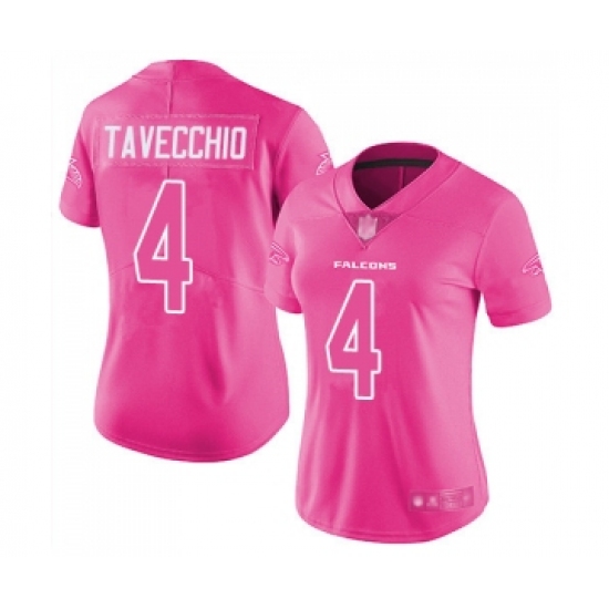 Women's Atlanta Falcons #4 Giorgio Tavecchio Limited Pink Rush Fashion Football Jersey - Ujersey