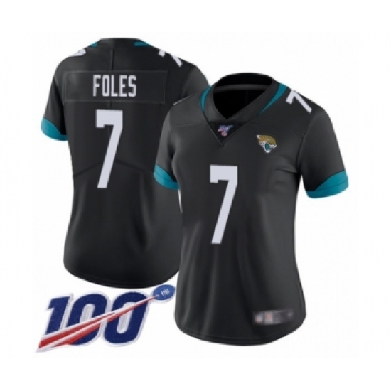 Women's Nike Jacksonville Jaguars #7 Nick Foles Black Team Color Vapor Untouchable Limited Player 100th Season NFL Jersey - Ujersey