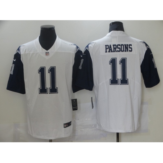 Men's Dallas Cowboys #11 Micah Parsons Nike White 2021 Throwback Limited Jersey - Ujersey