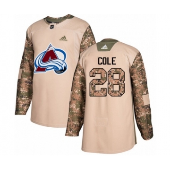 Men's Adidas Colorado Avalanche #28 Ian Cole Authentic Camo Veterans Day Practice NHL Jersey - Ujersey