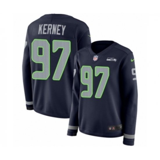 Women's Nike Seattle Seahawks #97 Patrick Kerney Limited Navy Blue Therma Long Sleeve NFL Jersey - Ujersey