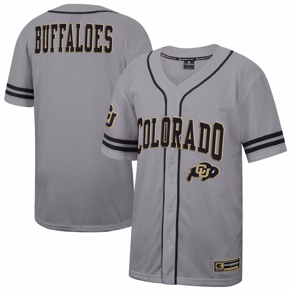 Men's Colosseum Gray Colorado Buffaloes Free Spirited Baseball Jersey
