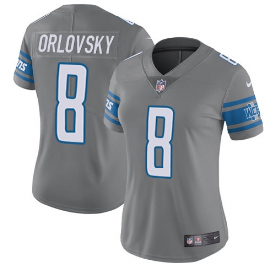 Women's Nike Detroit Lions #8 Dan Orlovsky Limited Steel Rush NFL Jersey - Ujersey