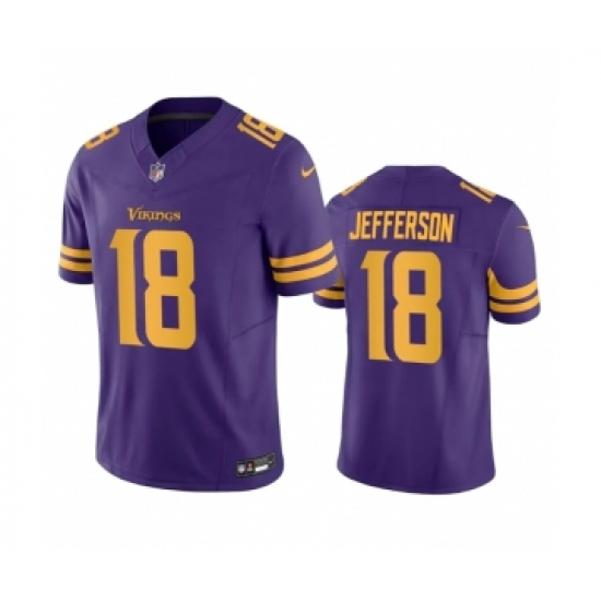 Men's Minnesota Vikings #18 Justin Jefferson Purple 2023 F.U.S.E. Color Rush Stitched Jersey - Ujersey