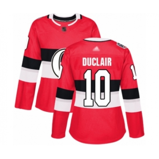 Women's Ottawa Senators #10 Anthony Duclair Authentic Red 2017 100 Classic Hockey Jersey - Ujersey