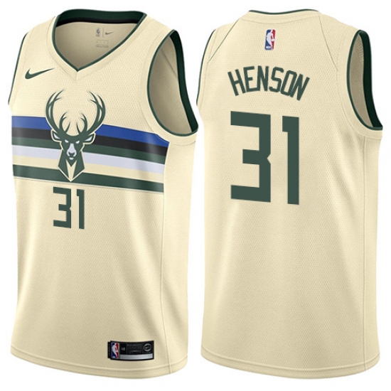 Women's Nike Milwaukee Bucks #31 John Henson Swingman Cream NBA Jersey - City Edition - Ujersey