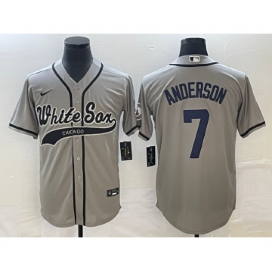 Men's Chicago White Sox #7 Tim Anderson Grey Cool Base Stitched Baseball Jersey - Ujersey