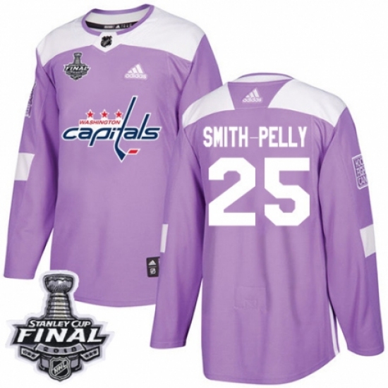 Youth Adidas Washington Capitals #25 Devante Smith-Pelly Authentic Purple Fights Cancer Practice 2018 Stanley Cup Final NHL Jersey - Ujersey