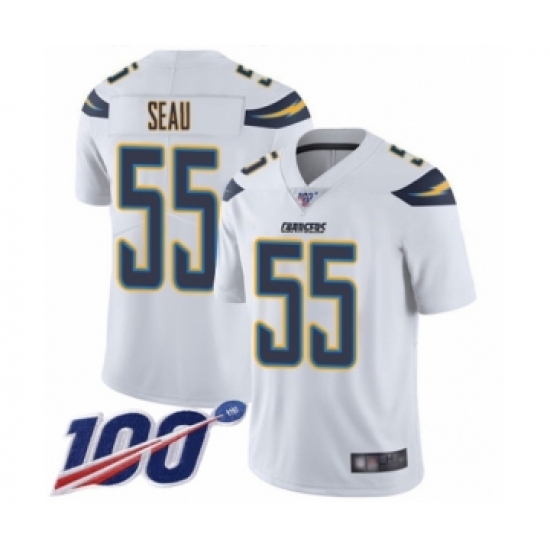 Men's Los Angeles Chargers #55 Junior Seau White Vapor Untouchable Limited Player 100th Season Football Jersey - Ujersey