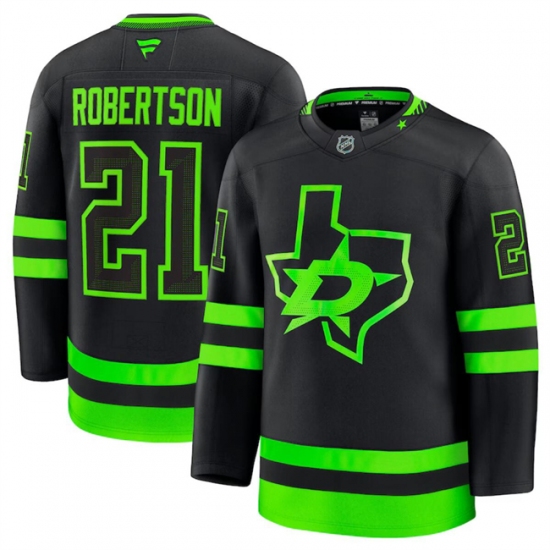 Men's Dallas Stars #21 Jason Robertson Black 2024-25 Alternate Stitched Hockey Jersey - Ujersey