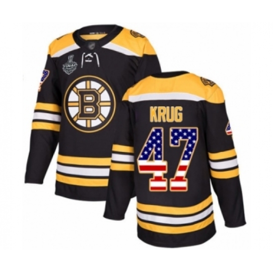Men's Boston Bruins #47 Torey Krug Authentic Black USA Flag Fashion 2019 Stanley Cup Final Bound Hockey Jersey - Ujersey