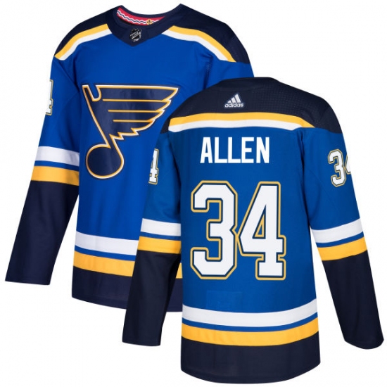 Men's Adidas St. Louis Blues #34 Jake Allen Premier Royal Blue Home NHL Jersey - Ujersey