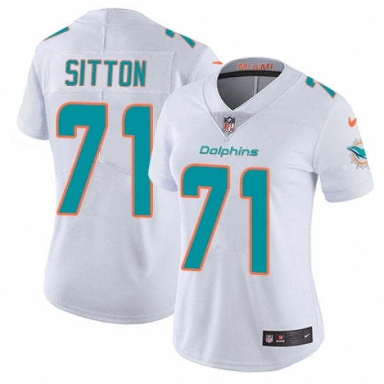 Women's Nike Miami Dolphins #71 Josh Sitton White Vapor Untouchable Limited Player NFL Jersey - Ujersey