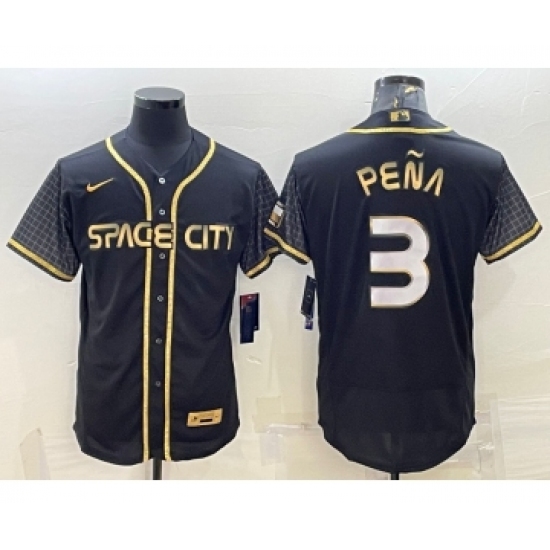 Men's Houston Astros #3 Jeremy Pena Black Gold Flex Base Stitched Jersey - Ujersey