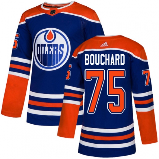 Men's Adidas Edmonton Oilers #75 Evan Bouchard Premier Royal Blue Alternate NHL Jersey - Ujersey