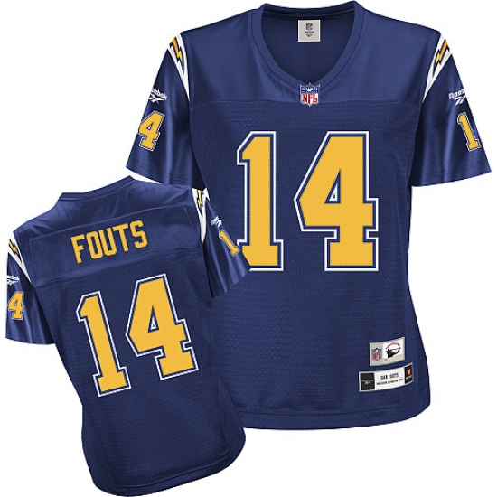 Reebok Los Angeles Chargers #14 Dan Fouts Navy Blue Women's Throwback Team Color Premier EQT NFL Jersey - Ujersey