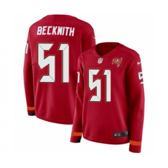 Women's Nike Tampa Bay Buccaneers #51 Kendell Beckwith Limited Red Therma Long Sleeve NFL Jersey - Ujersey