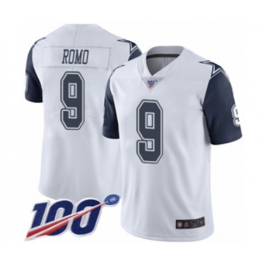 Men's Dallas Cowboys #9 Tony Romo Limited White Rush Vapor Untouchable 100th Season Football Jersey - Ujersey