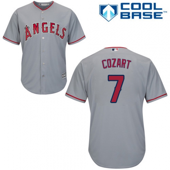 Youth Majestic Los Angeles Angels of Anaheim #7 Zack Cozart Authentic Grey Road Cool Base MLB Jersey - Ujersey