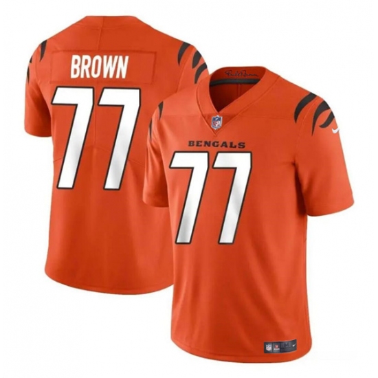 Youth Cincinnati Bengals #77 Trent Brown Orange Vapor Untouchable Limited Stitched Jersey - Ujersey