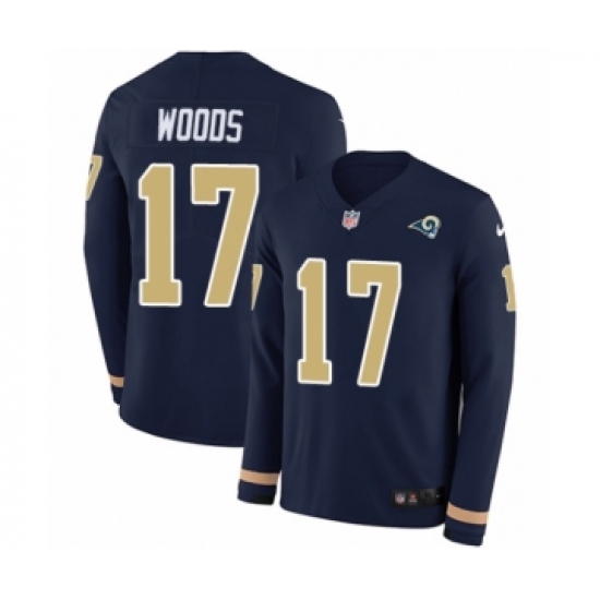 Men's Nike Los Angeles Rams #17 Robert Woods Limited Navy Blue Therma Long Sleeve NFL Jersey - Ujersey