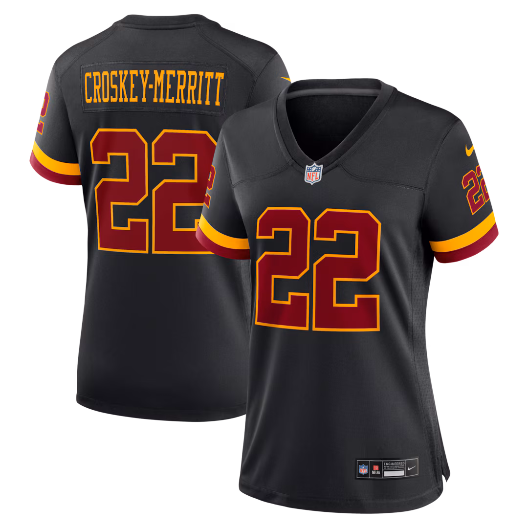 Women's Washington Commanders Jacory Croskey-Merritt Nike Black Hail Raiser Alternate Game Jersey - Ujersey