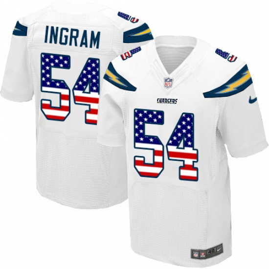Men's Nike Los Angeles Chargers #54 Melvin Ingram Elite White Road USA Flag Fashion NFL Jersey - ujerseystore