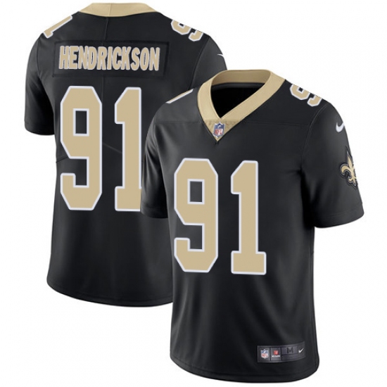 Men's Nike New Orleans Saints #91 Trey Hendrickson Black Team Color Vapor Untouchable Limited Player NFL Jersey - Ujersey