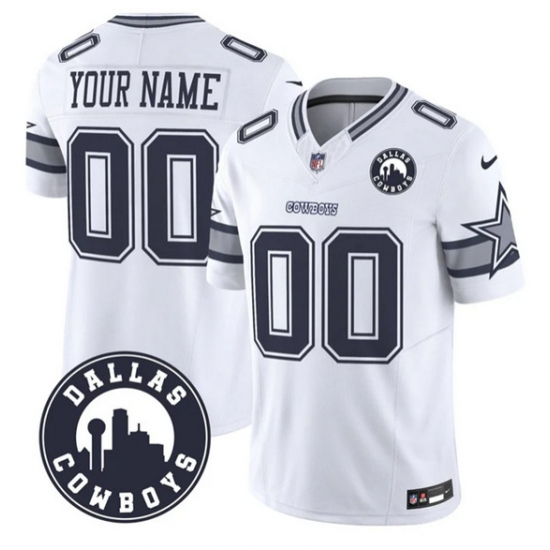 Men's Dallas Cowboys Active Player Custom White 2025 F.U.S.E Dallas City Patch Vapor Untouchable Limited Football Stitched Game Jersey - Ujersey