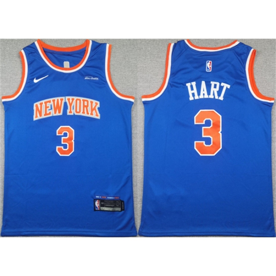Men's New Yok Knicks #3 Josh Hart Blue Icon Edition Edition Stitched Basketball Jersey