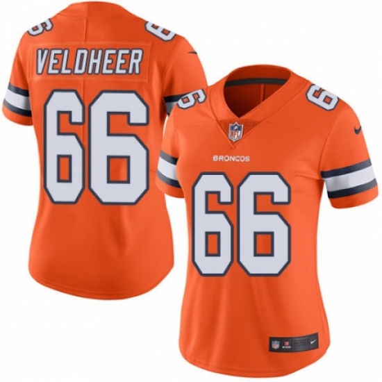 Women's Nike Denver Broncos #66 Jared Veldheer Limited Orange Rush Vapor Untouchable NFL Jersey - Ujersey