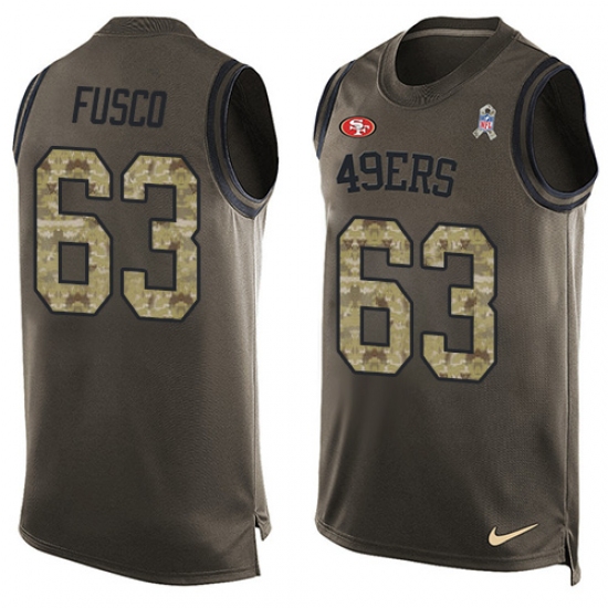Men's Nike San Francisco 49ers #63 Brandon Fusco Limited Green Salute to Service Tank Top NFL Jersey - Ujersey
