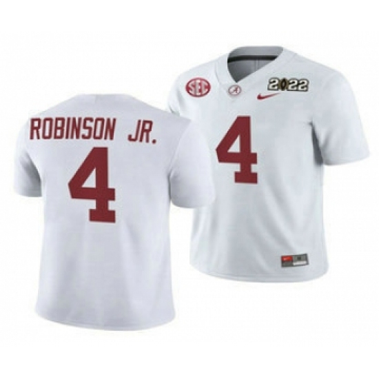 Men's Alabama Crimson Tide #4 Brian Robinson Jr 2022 Patch White College Football Stitched Jersey - Ujersey