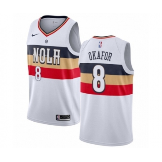 Men's Nike New Orleans Pelicans #8 Jahlil Okafor White Swingman Jersey - Earned Edition - Ujersey