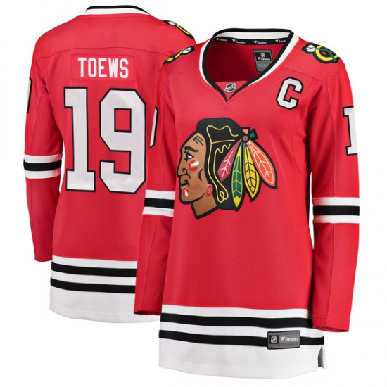 Women's Chicago Blackhawks #19 Jonathan Toews Fanatics Branded Red Home Breakaway NHL Jersey - Ujersey