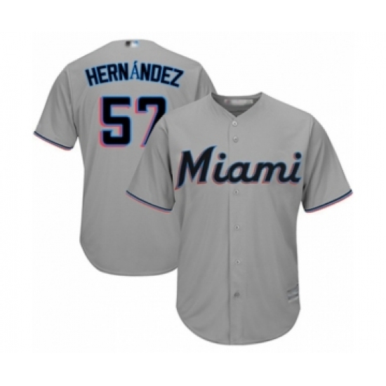 Youth Miami Marlins #57 Elieser Hernandez Authentic Grey Road Cool Base Baseball Player Jersey - Ujersey