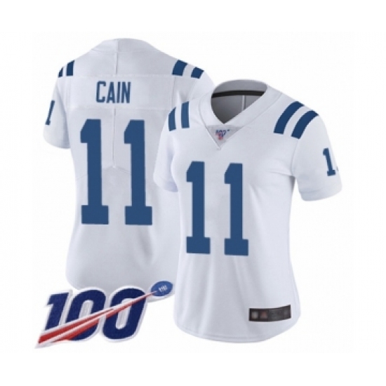 Women's Indianapolis Colts #11 Deon Cain White Vapor Untouchable Limited Player 100th Season Football Jersey - Ujersey