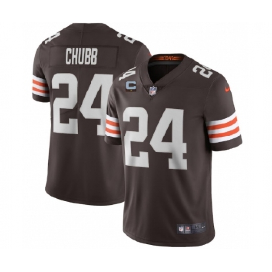 Men's Cleveland Browns 2022 #24 Nick Chubb Brown With 1-star C Patch Vapor Untouchable Limited NFL Stitched Jersey - Ujersey