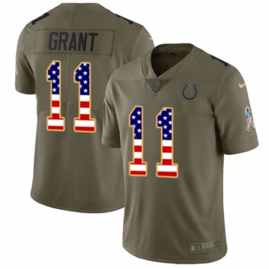 Youth Nike Indianapolis Colts #11 Ryan Grant Limited Olive/USA Flag 2017 Salute to Service NFL Jersey - Ujersey