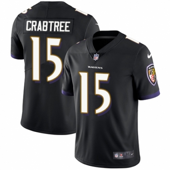 Men's Nike Baltimore Ravens #15 Michael Crabtree Black Alternate Vapor Untouchable Limited Player NFL Jersey - Ujersey