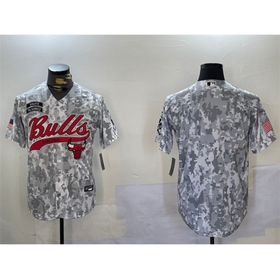 Men's Chicago Bulls Blank 2024 Arctic Camo Salute To Service Stitched Baseball Jersey - Ujersey