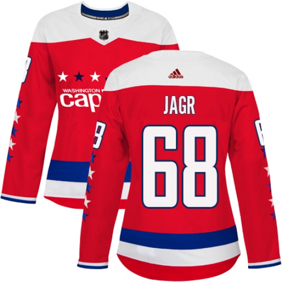 Women's Adidas Washington Capitals #68 Jaromir Jagr Authentic Red Alternate NHL Jersey - Ujersey