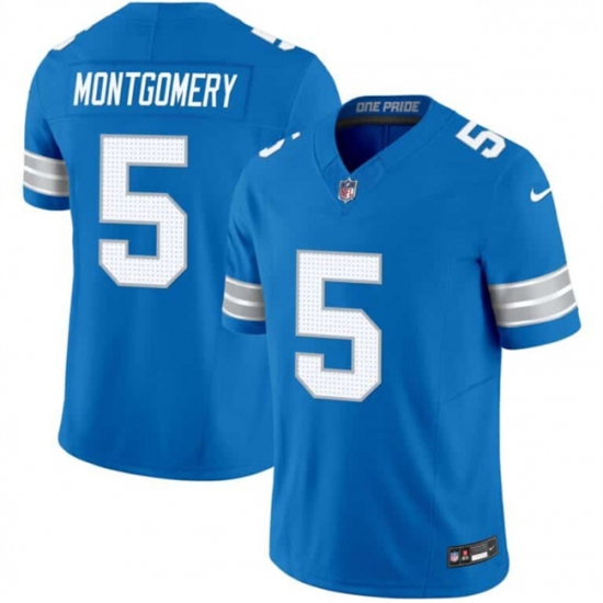 Men's Detroit Lions #5 David Montgomery Blue 2024 F.U.S.E. Vapor Limited Stitched Jersey - Ujersey