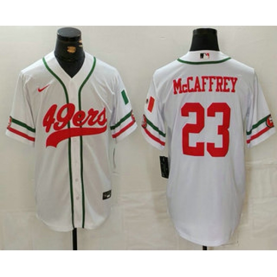 Men's San Francisco 49ers #23 Christian McCaffrey White Mexico Cool Base Stitched Baseball Jersey - Ujersey