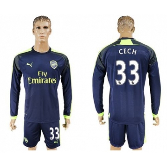 Arsenal #33 Cech Sec Away Long Sleeves Soccer Club Jersey