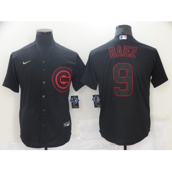 Men's Chicago Cubs #9 Javier Baez Authentic Black Shadow Jersey - Ujersey