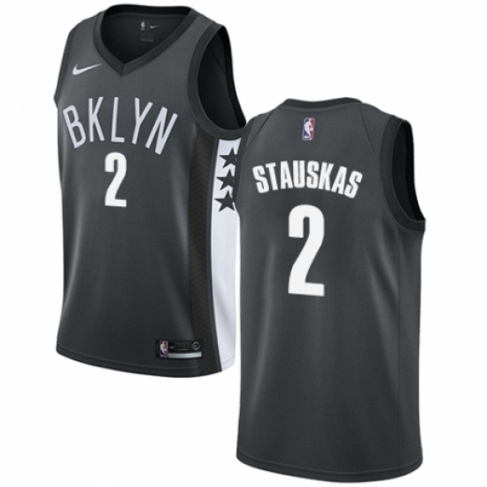 Youth Nike Brooklyn Nets #2 Nik Stauskas Authentic Gray NBA Jersey Statement Edition - Ujersey