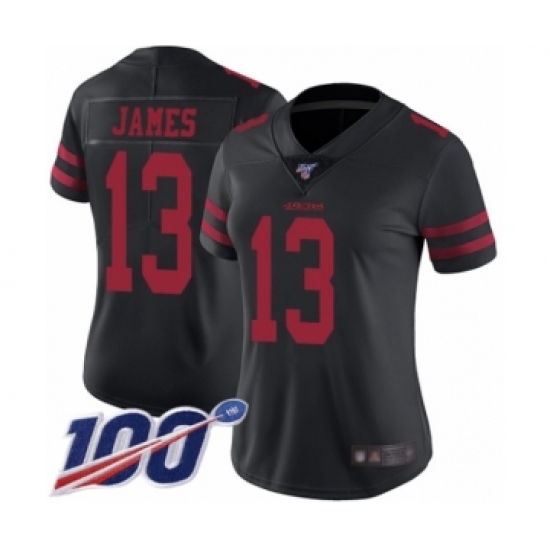 Women's San Francisco 49ers #13 Richie James Black Vapor Untouchable Limited Player 100th Season Football Jersey - Ujersey